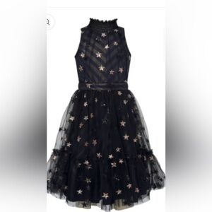 Hannah Banana Black Starry Mesh Dress